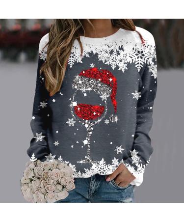 Women's Christmas Snowman & Penguin Sweatshirt - Dark Gray | Cozy Winter Pullover - Buy Online on SooperMarket.com