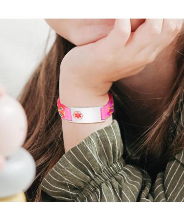XUANPAI Personalized Safety Wristband Bracelet for Kids - Waterproof Cartoon Style Child ID Bracelet in Pink - Emergency Contact & Medical Info - Boys Girls Teens - Buy Online on SooperMarket.com