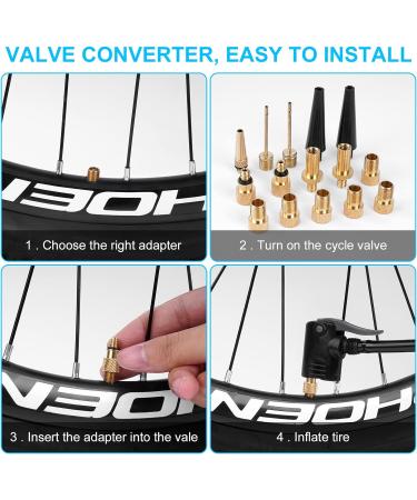 Flintronic Bicycle Valve Adapter Set - 15 Pieces for DV SV AV & Dunlop Flash Valves | Cone Adapters & Ball Needles for Bicycles Air Mattresses & Balls - International Shipping Available - Buy Online on SooperMarket.com