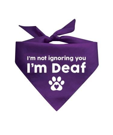 I'm Not Ignoring You I'm Deaf Triangle Dog Bandana (Assorted Colors) One Size Fits Most Purple
