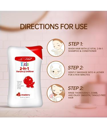 Kids 2in1 Shampoo & Conditioner - Gentle Paraben & Dye-Free Formula for Delicate Hair - Daily Moisturizing - 10.14 fl. oz Strawberry - Buy Online on SooperMarket.com