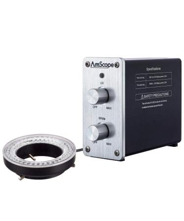 AmScope Dual Channel White Ultraviolet LED Ring Light