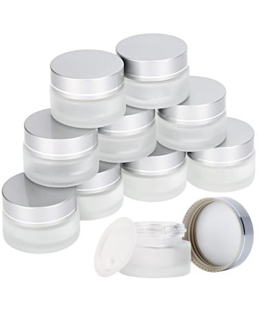 Glass Cream Jar 20ml Empty Jar Cosmetic Container with Screw Cap for Creams Lotion Cosmetics Travel Silver 9 Pieces