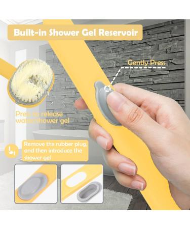 Long Handle Bath Body Brush - PUSCOBSY Yellow Back Scrubber for Shower - Exfoliating & Cleansing Shower Brush - 14 inch - Buy Online on SooperMarket.com