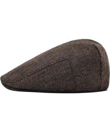 STARANCE Men's Wool Blend Newsboy Ivy Hat Tweed Flat Cap Herringbone Coffee 7 1/4 - Buy Online on SooperMarket.com