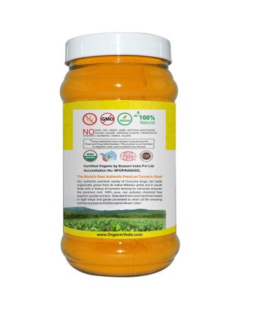 Organic Veda Turmeric Powder - 100% Pure USDA Certified Ultra-Fine Root Powder with Natural Curcumin - Premium Harvest from India - Ideal for Cooking, Milk, Smoothies (16 oz) - Buy Online on SooperMarket.com