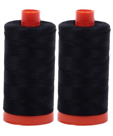 Aurifil Mako 50wt Thread 2 Large Spools: Black (2692x2) 2-Pack - Black 2692