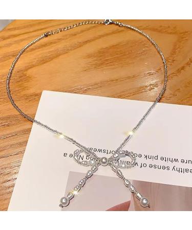 Oralgo's French Style Necklace with Looping Imitation Pearls & Fans - Elegant Jewelry for Women & Girls - Buy Online on SooperMarket.com