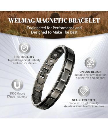 WELMAG WM Magnetic Bracelet for Men Recycled Stainless Steel Strength Magnets Adjustable Length Bracelets with Remove Tool Halloween Jewelry Gift - Buy Online on SooperMarket.com