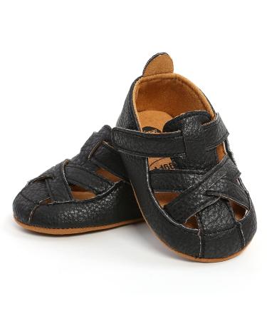 RVROVIC Baby Boys Girls Sandals Premium Soft Anti-Slip Rubber Sole Infant Summer Outdoor Shoes Toddler First Walkers 6-12 Months 3 Black