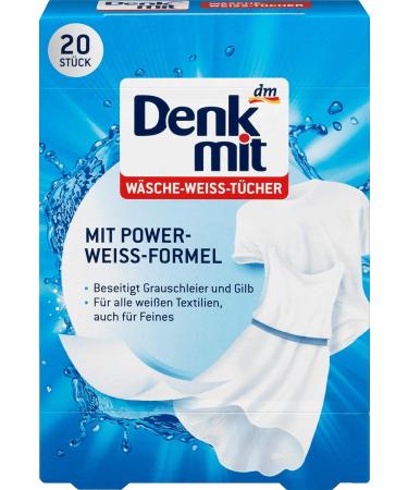 DENKMIT - White Laundry Wipes 20 pc - with Power White Formula - Eliminates Gray and Yellow Haze | Germany - Buy Online on SooperMarket.com