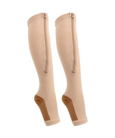 ZLXHDL compression stockings with zipper 2 pairs of compression stockings for men and women compression stockings for women with an open toe area.XXL