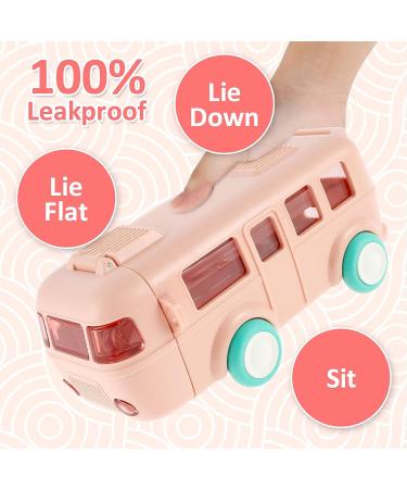 Txkrhwa Car Straw Water Cup 500ml Pink - Portable Leak-Proof Kids Drinking Jug with Shoulder Strap & Locking Flip Lid - Cute Cartoon Design - Ideal for Bus Travel - Small Square Toy Water Bottle - Buy Online on SooperMarket.com