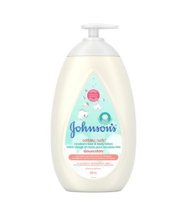 Johnson's Baby Newborn Face and Body Lotion CottonTouch Cream Hypoallergenic and Paraben-Free Moisturization for Baby's Sensitive Skin Made with Real Cotton 800ml Lotion 800 ml (Pack of 1)