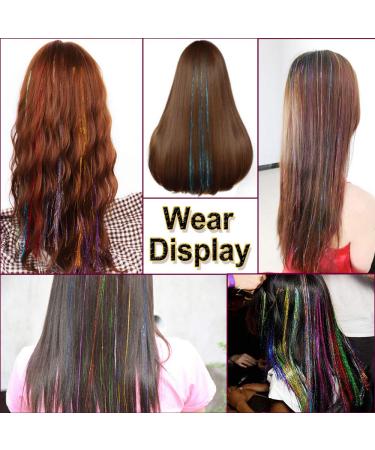 12 Colors Hair Lametta - 1800 Strands Glitter Hair Extensions for Women & Girls - 100cm Tinsel Highlights - Buy Online on SooperMarket.com