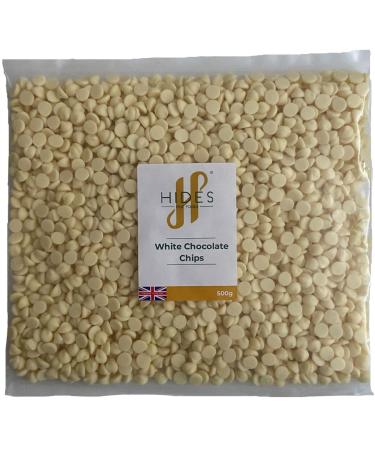 Hides Fine Foods - White Chocolate Chips -500g - GMO - Free - Suitable for Vegetarians - Baking - Desserts - Cookies - Ganache - Muffins - Cakesicles - Cakes - Cupcakes -Tempering - Chocolate Mocha 500 g (Pack of 1)