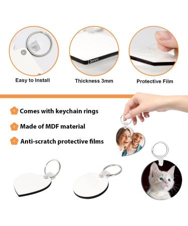 90Pcs Sublimation Keychain Blanks Bulk - DIY MDF Keychains with Rings for Heat Transfer - Double-Sided Printed - 6 Shapes Ornament Blanks - Buy Online on SooperMarket.com
