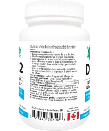 Earth Essentials Vitamin D (1000 IU) + Vitamin K2 (120 mcg) BONUS SIZE - 150 Softgels (120 + 30 FREE) - Buy Online on SooperMarket.com