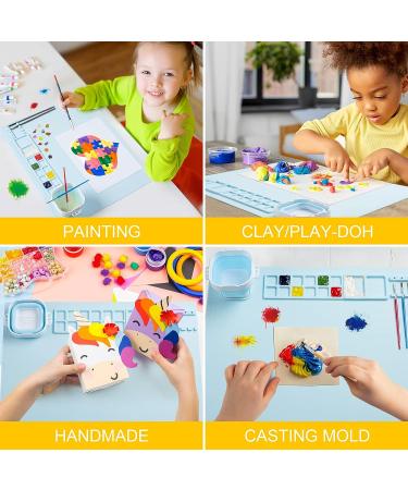 Silicone Art Mat with Cup - Painting, Resin Casting, and Crafts - Artist Mat with Pen Holders for Kids - Clay, DIY Creations, Play Doh - Blue - Buy Online on SooperMarket.com