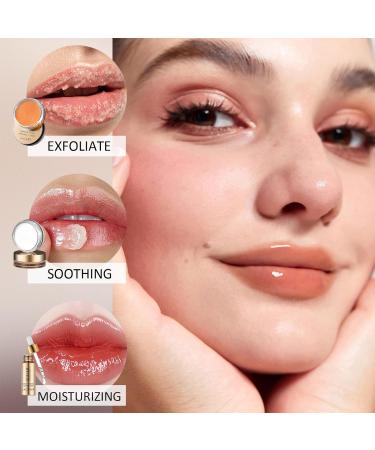 Lip Scrub and Balm Set 3 Pcs Lip Care Set - Hydrating Lip Glow Oil Moisturizing Lip Mask Lip Scrub Exfoliator - Nourishing Coconut Sugar Scrub Lip Treatment & Softening Lip Balm Gift Set - Buy Online on SooperMarket.com