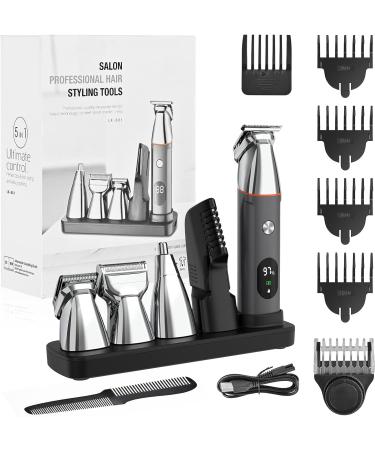 Telfun Beard Trimmer for Men Electric Razor IPX7 Waterproof Beard Trimming Kit with Mustache Nose Ear Body Facial Shaving Kit for Cordless Hair Trimmer Hair Clippers Gifts for Men 1-uk