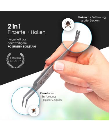 Fabcare 2 in 1 Tick Pliers - Tick Tweezers & Hooks for Dogs Cats & Humans | Includes Case eBook & ID Card - Ultimate Tick Remover for All Sizes - Buy Online on SooperMarket.com