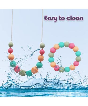 2 Pack Baby Teething Necklace Set for Mom and Toddler - Sensory Chew Necklaces for Anxiety Relief and Teething - Nursing Bracelet Included - Buy Online on SooperMarket.com