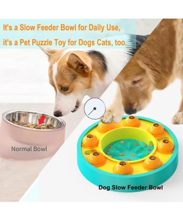 Etechydra Dog Puzzle Slow Feeder Toy for Mental Enrichment & IQ Training - Interactive Treat Dispenser Toy for Dogs & Cats (Yellow-Blue) - Buy Online on SooperMarket.com