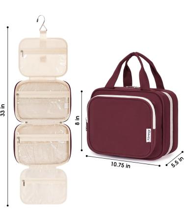 Narwey Hanging Travel Toiletry Bag for Women - Wine Red Medium Size Organizer for Cosmetics and Makeup - Buy Online on SooperMarket.com