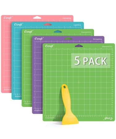 Ecraft Cutting Mat for Cricut:Variety Mats for Cricut Explore Air 2/Air/One/Maker 12x12 Inch 5 Mats Include StrongGrip & StandardGrip & LightGrip & FabricGrip Multiple Adhesive Sticky mat for cricut variety for cricut (5 pack) Variety