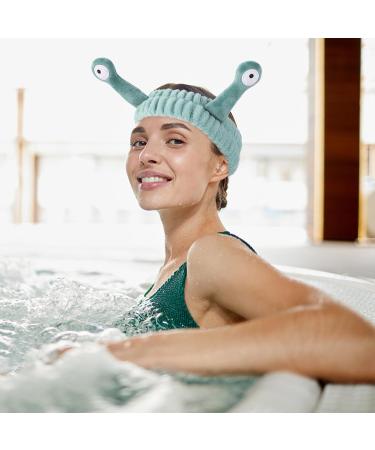 WLLHYF Spa Headband Face Wash Wristband Set Makeup Head Band Snail Coral Fleece Hair Band Skincare Hairband Elastic Creative Cartoon Head Wraps Cute Hair Accessories for Women Girls (Green) - Buy Online on SooperMarket.com