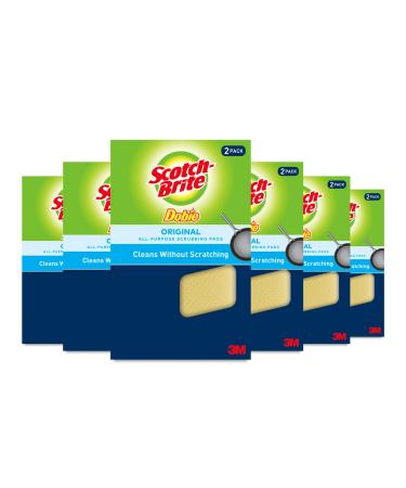 Scotch-Brite Dobie Cleaning Pads Ideal For Dishwashing, Kitchen, Bathroom And More, Scours Without Scratching, 12 Pads 12 Count Original