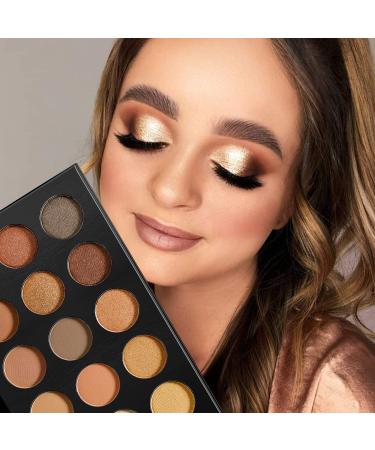 eco favor Nude Gold Eyeshadow Palette - 15 Shades Matte Shimmer Metallic | Long Lasting Waterproof Eye Shadow Pallet - Travel Size Makeup - Buy Online on SooperMarket.com