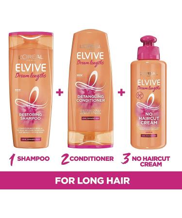 L'Or al Elvive Dream Lengths No Haircut Cream 200ml - Keratin Leave-In Conditioner for Long Damaged Hair - Buy Online on SooperMarket.com