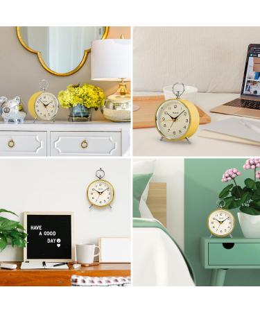 Tenock Retro Alarm Clock - Silent Loud for Deep Sleepers Night Light & Snooze Battery Operated Radiation-Free Yellow - Ideal for Bedroom & Living Room - Buy Online on SooperMarket.com