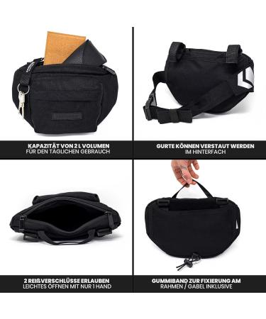 BOMENCE Small Bike Handlebar Pocket - 2-in-1 Sustainable Belt & Hip Pocket Made from Recycled PET (Black) - Buy Online on SooperMarket.com