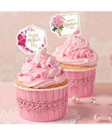 Happy Mother s Day Cupcake Toppers 24PCS Best Mom Ever Floral Cake Toppers Mother s Day Cake Decorations Mother Birthday Party Decorations Supplies - Buy Online on SooperMarket.com