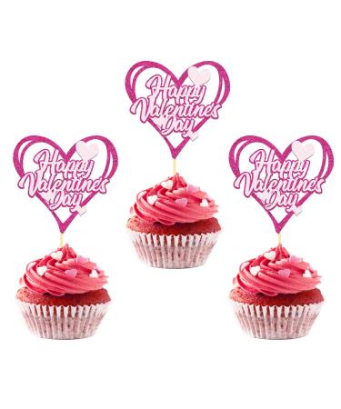 24pcs valentine's day cupcake toppers valentine's day cake decorations (Heart)