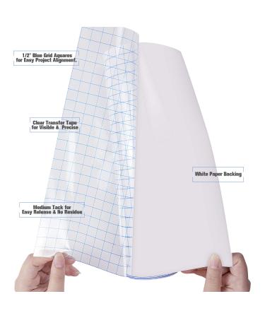 JANDJPACKAGING Transfer Tape for Vinyl - 12 x 50 FT w/Blue Alignment Grid for Adhesive Vinyl - Medium Tack Vinyl Transfer Tape for Silhouette Cameo - Buy Online on SooperMarket.com