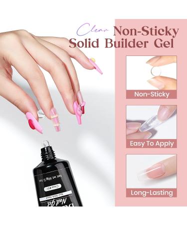 MIZHSE Nail Builder Gel Extension Clear Poly Nail Gel for Beginners 60g Non-Stick Hand Nail Extension Gel Nail Art Hard Gel 3D Modeling Salon UV Gel Home DIY Clean - Buy Online on SooperMarket.com