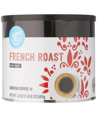 Amazon Brand - Happy Belly French Roast Canister Coffee, Dark Roast, 24 Ounce French Roast 1.5 Pound (Pack of 1)