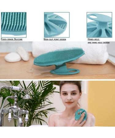 Soft Silicone Body Cleansing Brush - Exfoliating Shower Scrubber for All Skin Types (Dark Green) - Buy Online on SooperMarket.com