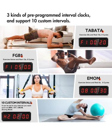 Seesii LED Gym Timer | Ultra-Clear Interval Timer with Remote | Countdown/Up Wall Clock with Buzzer | Connectable Power Fitness Timer for Gym, Home, Garage | 1.5 Inch Bright Red - Buy Online on SooperMarket.com