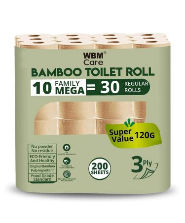 WBM Care Bamboo Toilet Roll- 200 Sheets- Pack of 10