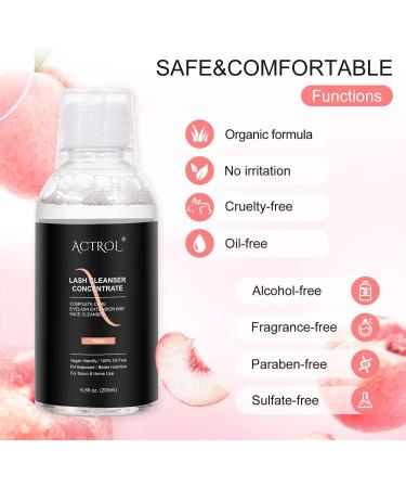 Eyelash Cleanser Concentrate Peach 200ml Professional Lash Extensions Shampoo Natural Foaming Cleanser DIY Paraben & Sulfate Free Non-lrritating Wash for Extensions Lashes with Salon Home Care-Makes 60ml Bottles Eyelash Shampoo - Buy Online on SooperMarket.com