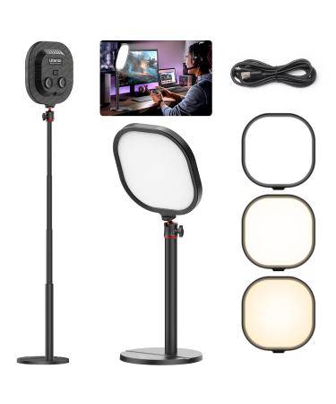LED Streaming Key Light Desktop- K7 Extendable Home Office Lighting Live Broadcast 360 Fill Professional Studio LED Panel Multi-Layer Diffusion, Edge-lit Technology for Game Video Makeup Photograph