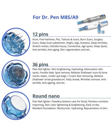 Dr. Pen ULTIMA M8S/A9 0.25mm 12 Pins Bayonet Slot Replacement Cartridges - 20 Pack - Disposable Parts - Buy Online on SooperMarket.com