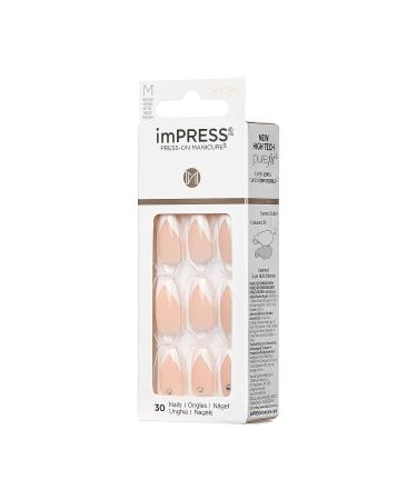 KISS imPRESS So French Press-On Manicure Nail Kit | PureFit Technology | Medium Length Nails | Includes Prep Pad, Mini Nail File, Cuticle Stick | 30 Fake Nails - Buy Online on SooperMarket.com