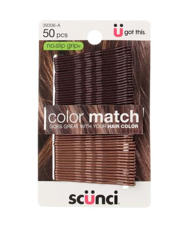 Scunci No Slip Grip Color Match Bobby Pins Brunette 50 Pieces