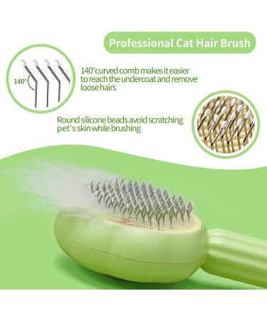 Self Cleaning Cat Brush for Shedding Indoor Cats - Deshedding Tool for Long Haired Cats & Short Haired Dogs - Slicker Brush & Fur Comb for Efficient Grooming - Green - Buy Online on SooperMarket.com